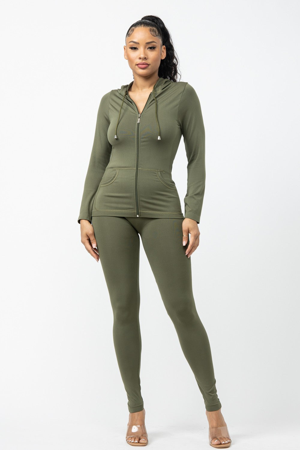 Blake Hoodie Zip-Front Legging Set